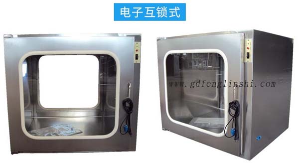 電子互鎖傳遞窗內(nèi)部采用集成電路，電磁鎖， 控制面板，指示燈等實(shí)現(xiàn)連鎖